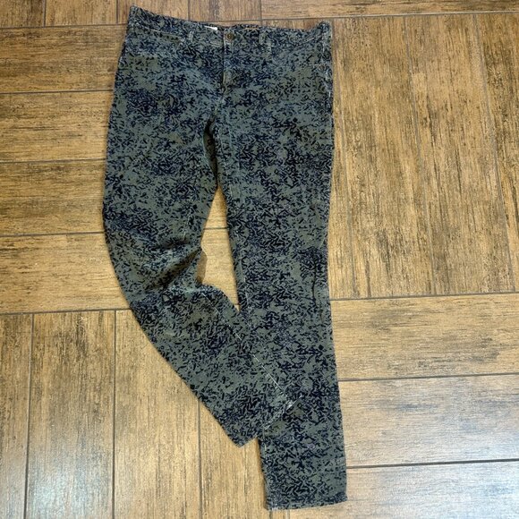 Pilcro & the Letterpress Anthropologie Green Black Floral Corduroy Jeans Size 30 - Picture 12 of 12